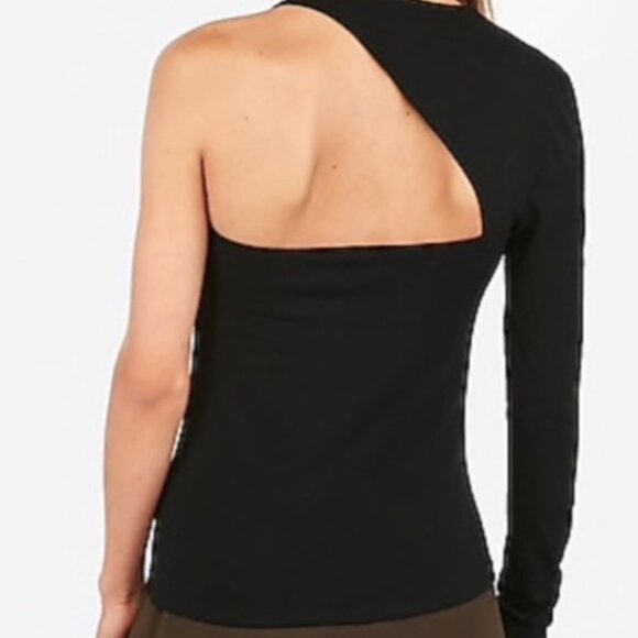 Express Asymmetrical Long Sleeve Cutout Top Plus Size XL - Picture 2 of 6